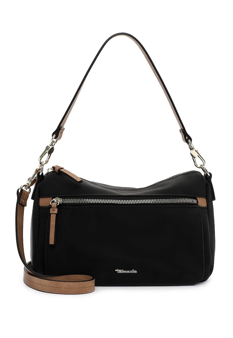 Geanta din piele ecologica cu bareta de umar si buzunar frontal cu fermoar