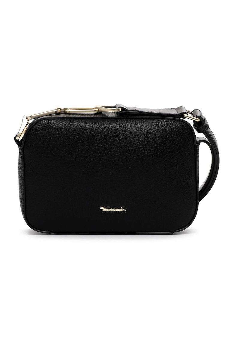 Geanta crossbody de piele ecologica cu logo metalic - Negru