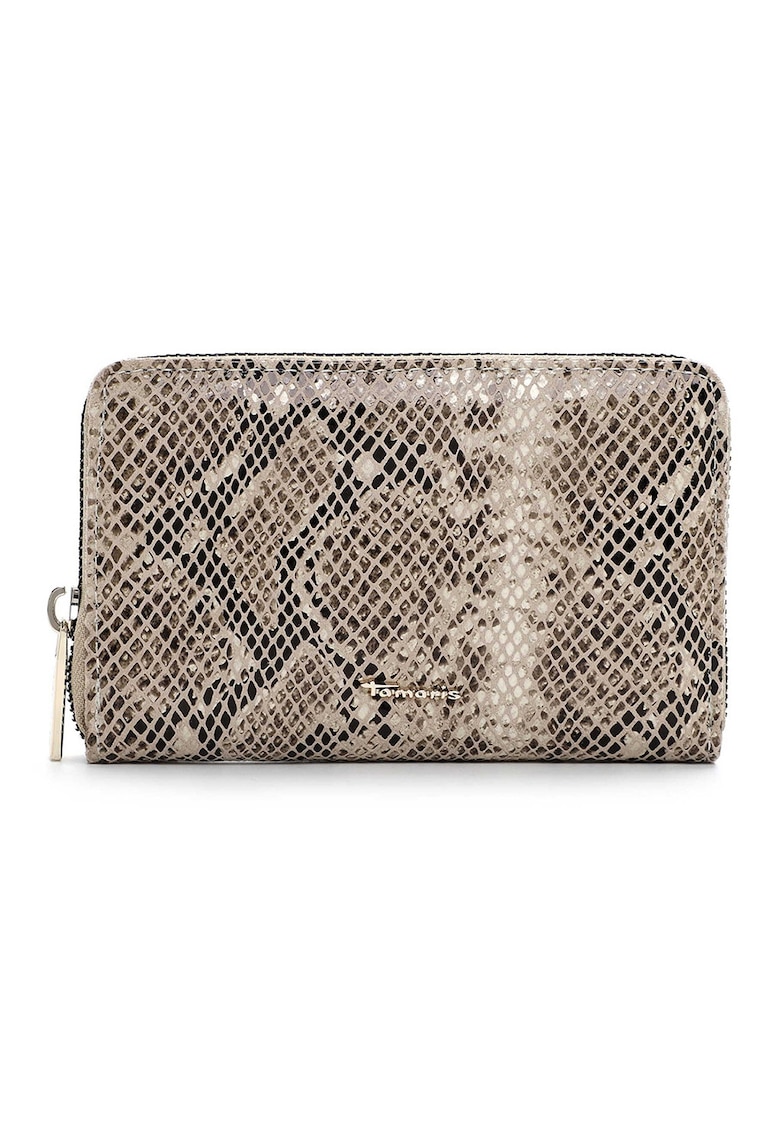 Portofel cu model si fermoar - Negru/Bej