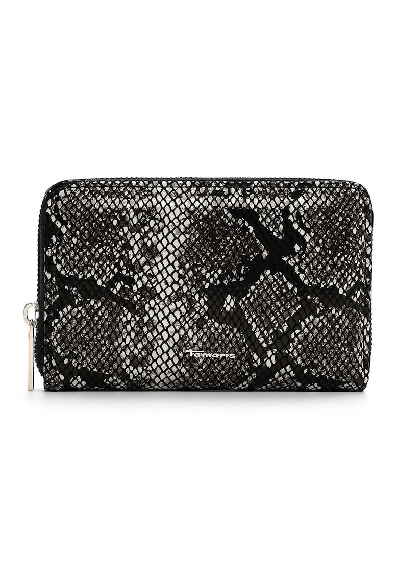 Portofel cu model si fermoar - Alb murdar/Gri inchis