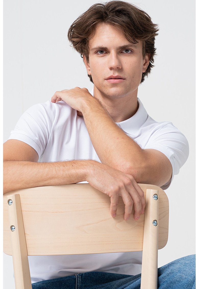 Tricou polo din amestec de bumbac cu logo discret