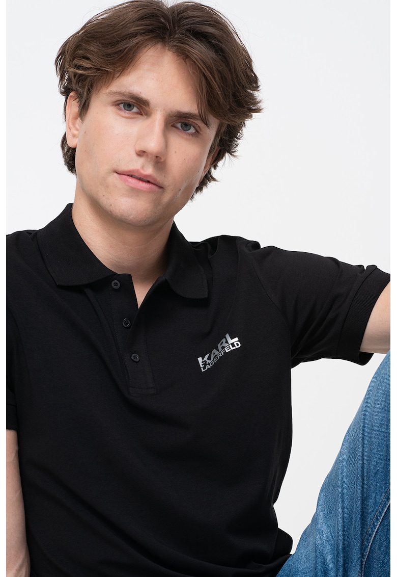 Tricou polo din amestec de bumbac cu logo discret