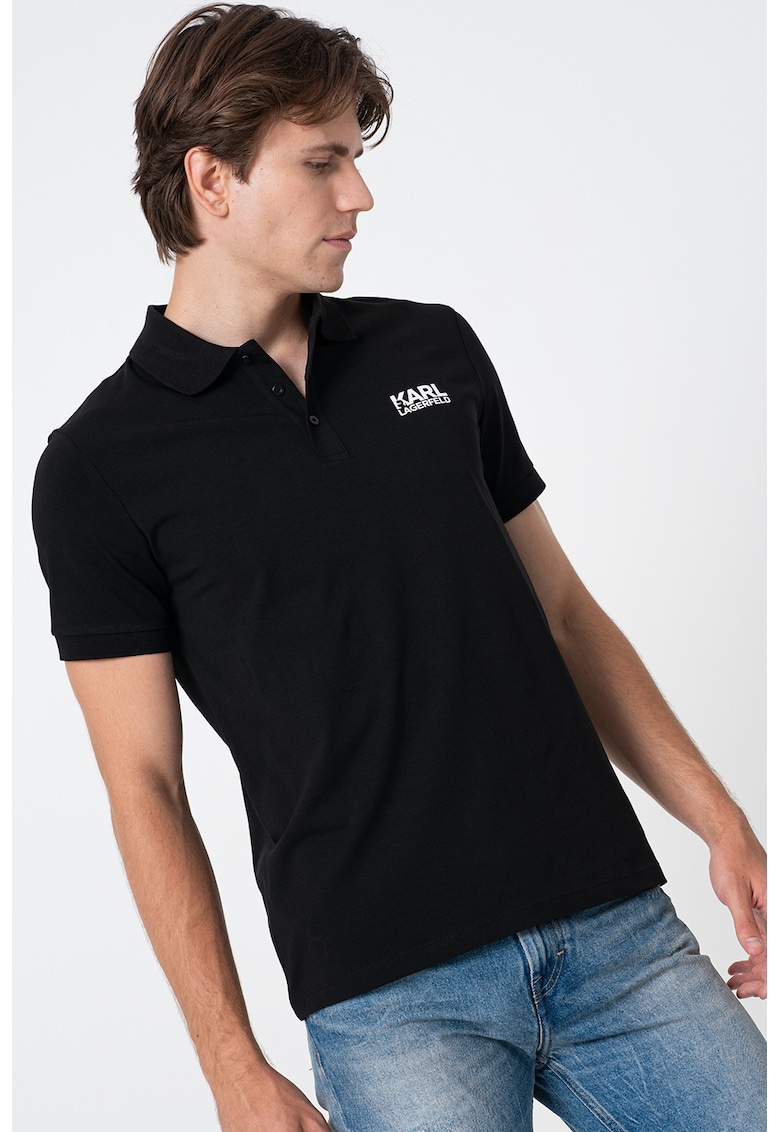 Tricou polo din amestec de bumbac cu logo discret