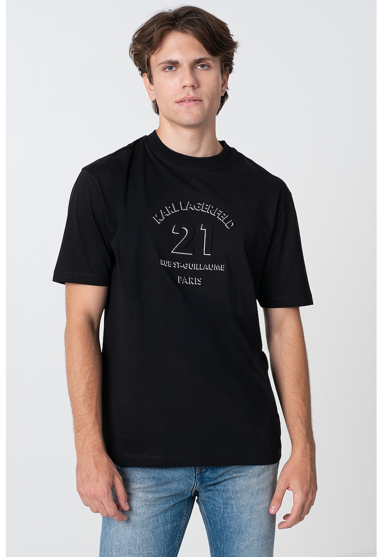 Tricou cu decolteu la baza gatului si imprimeu