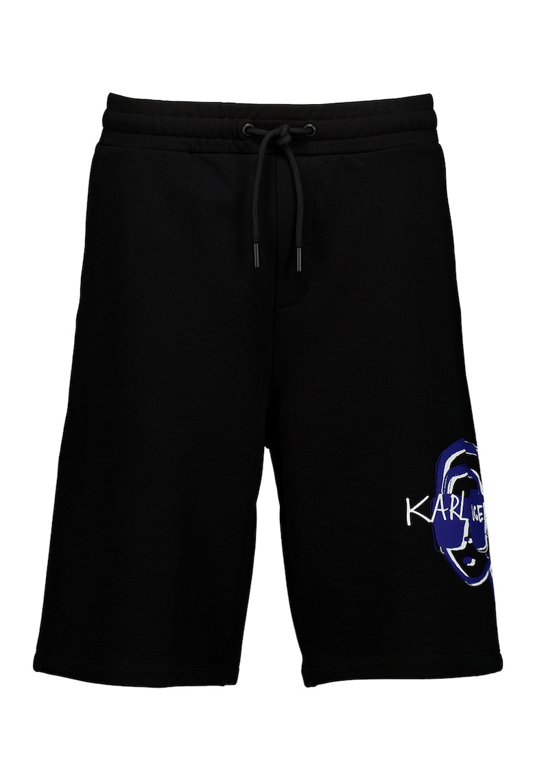 Pantaloni scurti cu imprimeu logo - Negru/Albastru royal