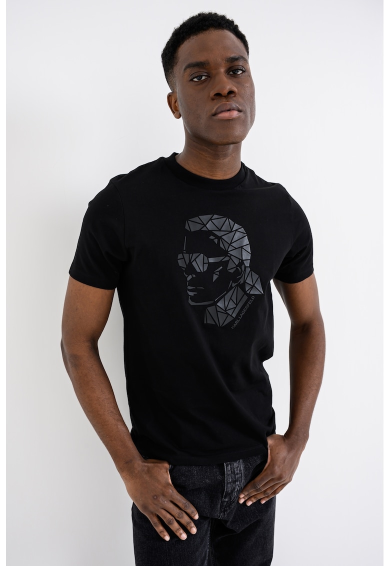 Tricou regular fit din bumbac - Negru