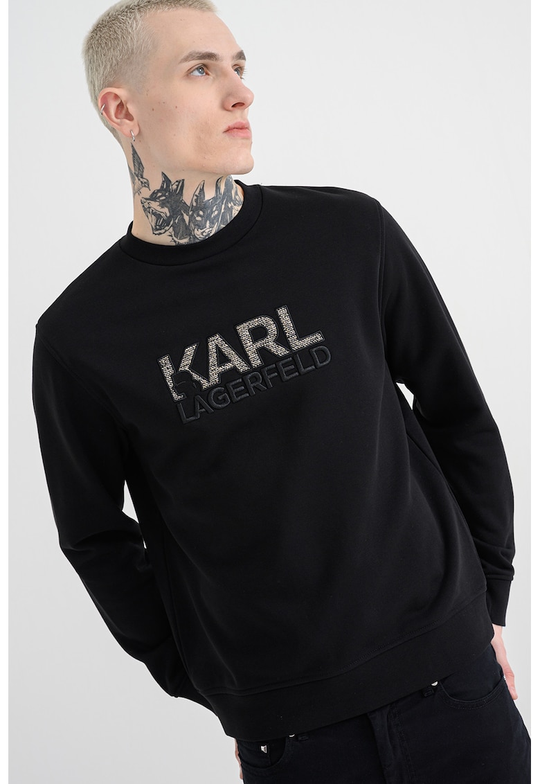 Bluza de trening cu logo brodat - Negru