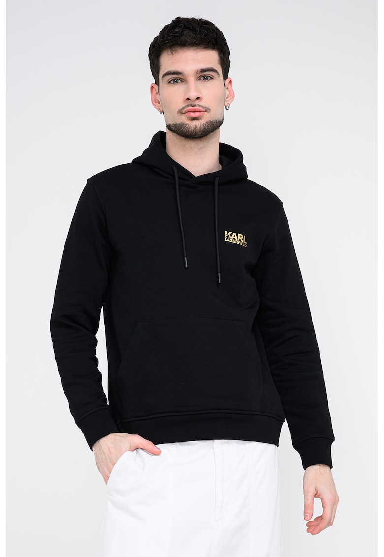 Hanorac din bumbac cu detaliu logo - Negru