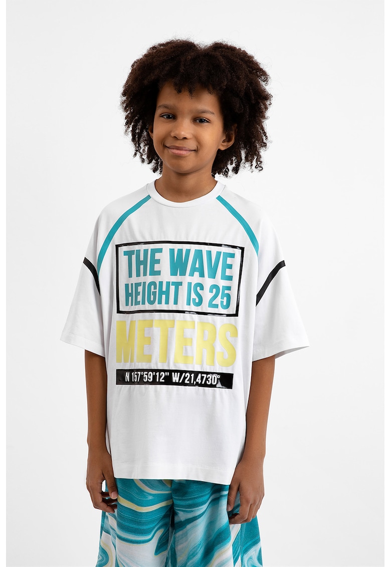 Tricou supradimensionat cu imprimeu text