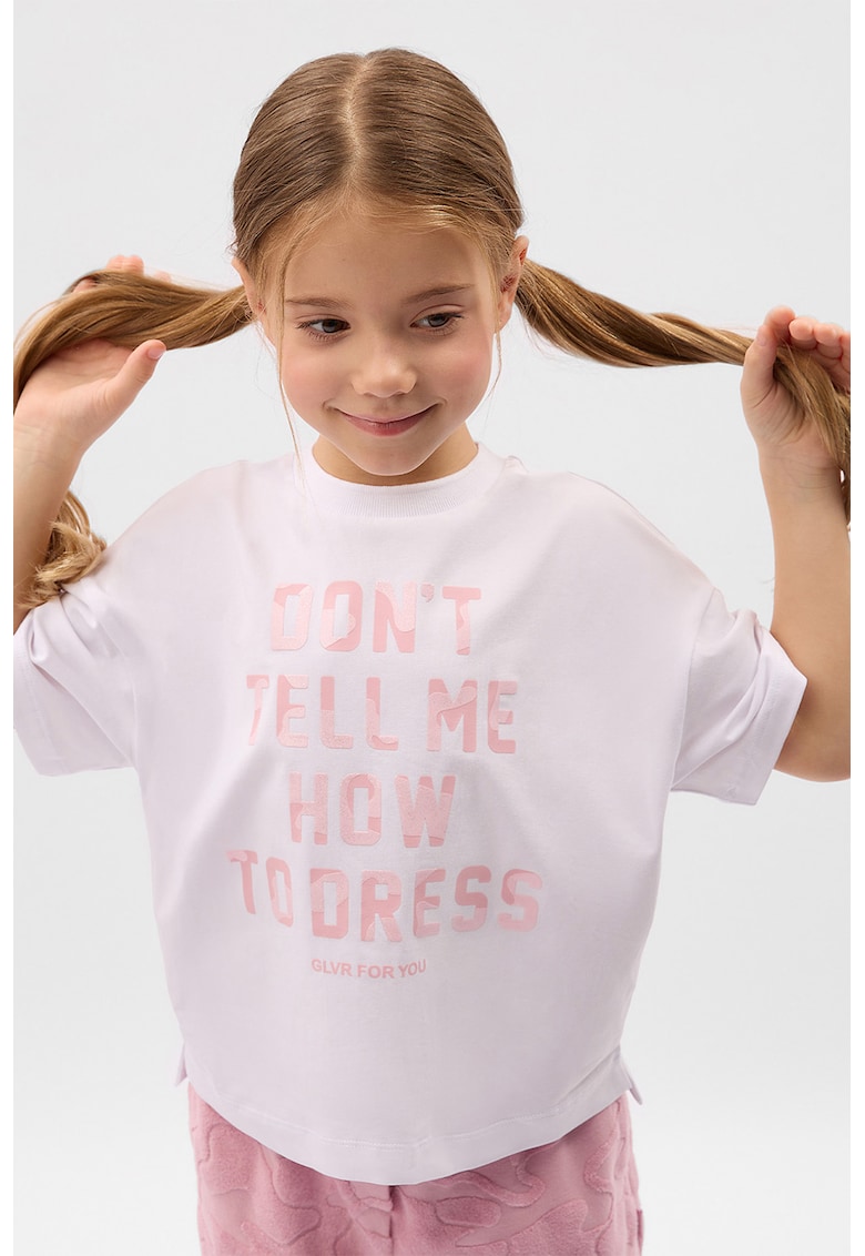 Tricou supradimensionat cu imprimeu text