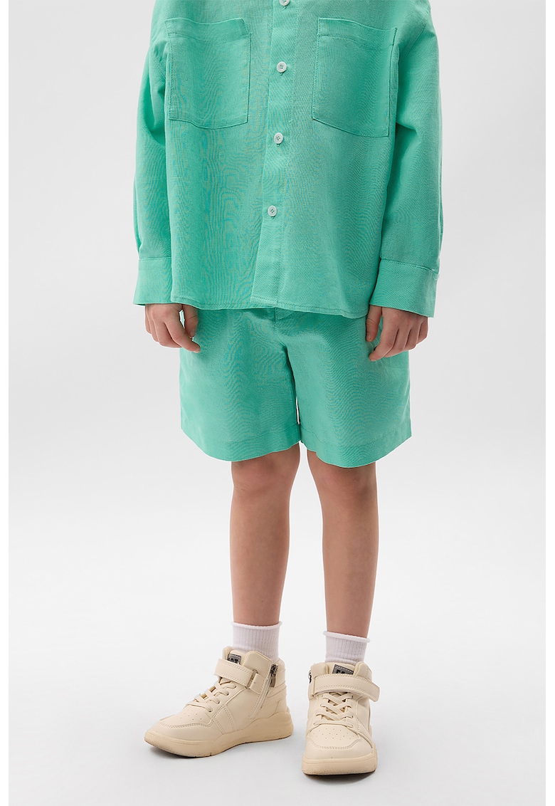 Pantaloni scurti din amestec de in cu snururi de ajustare Pantaloni scurti din amestec de in cu snururi de ajustare