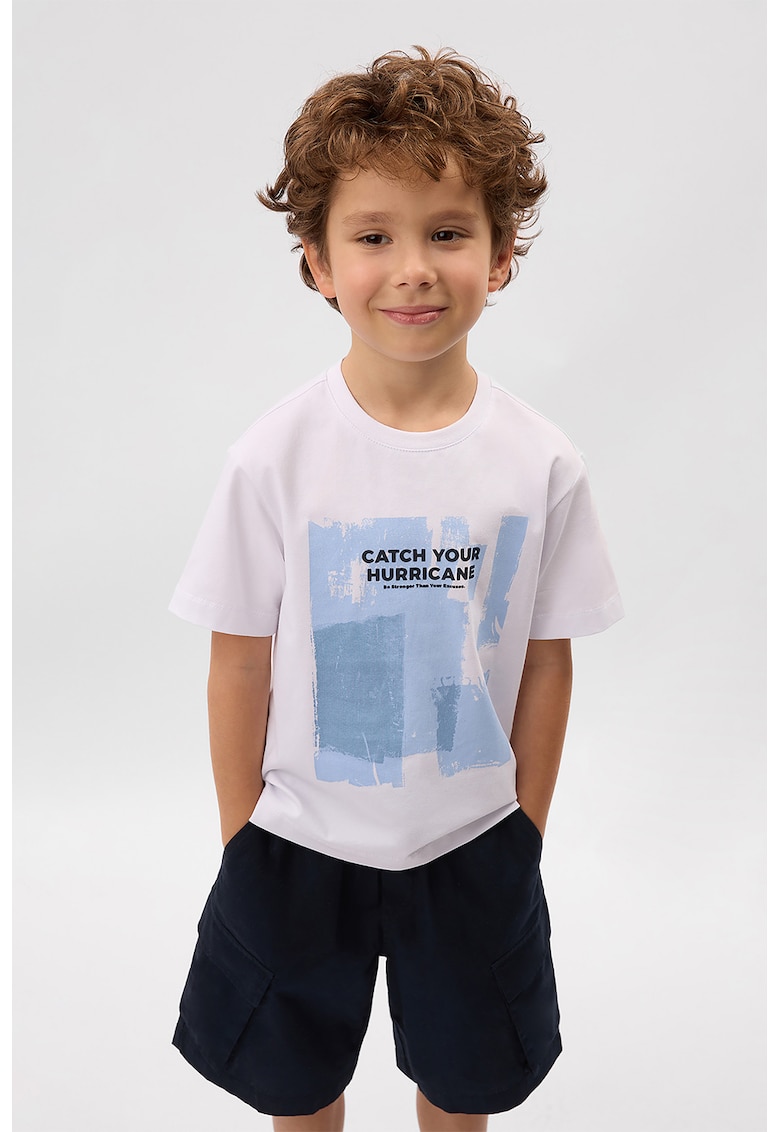 Tricou din amestec de bumbac cu imprimeu text