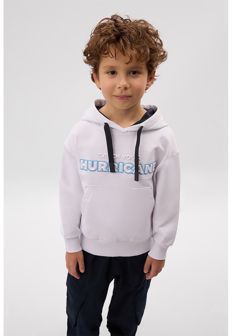 Hanorac din amestec de bumbac cu logo in relief