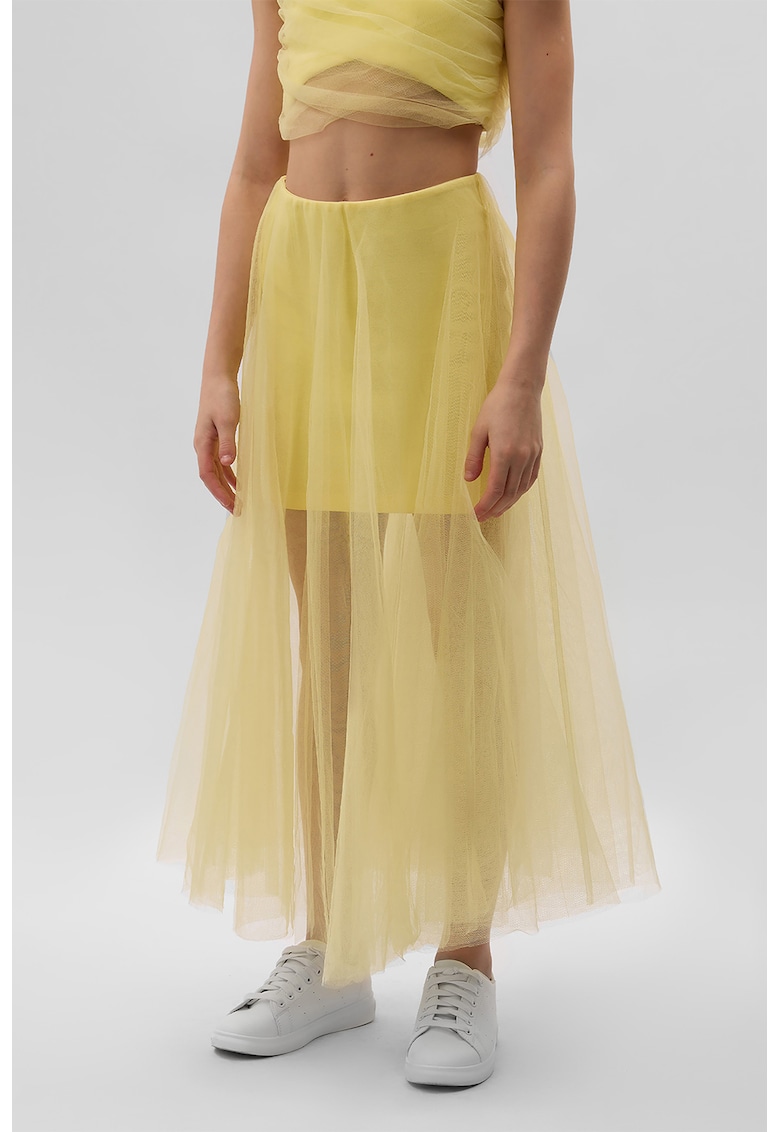 Fusta din tul cu talie inalta