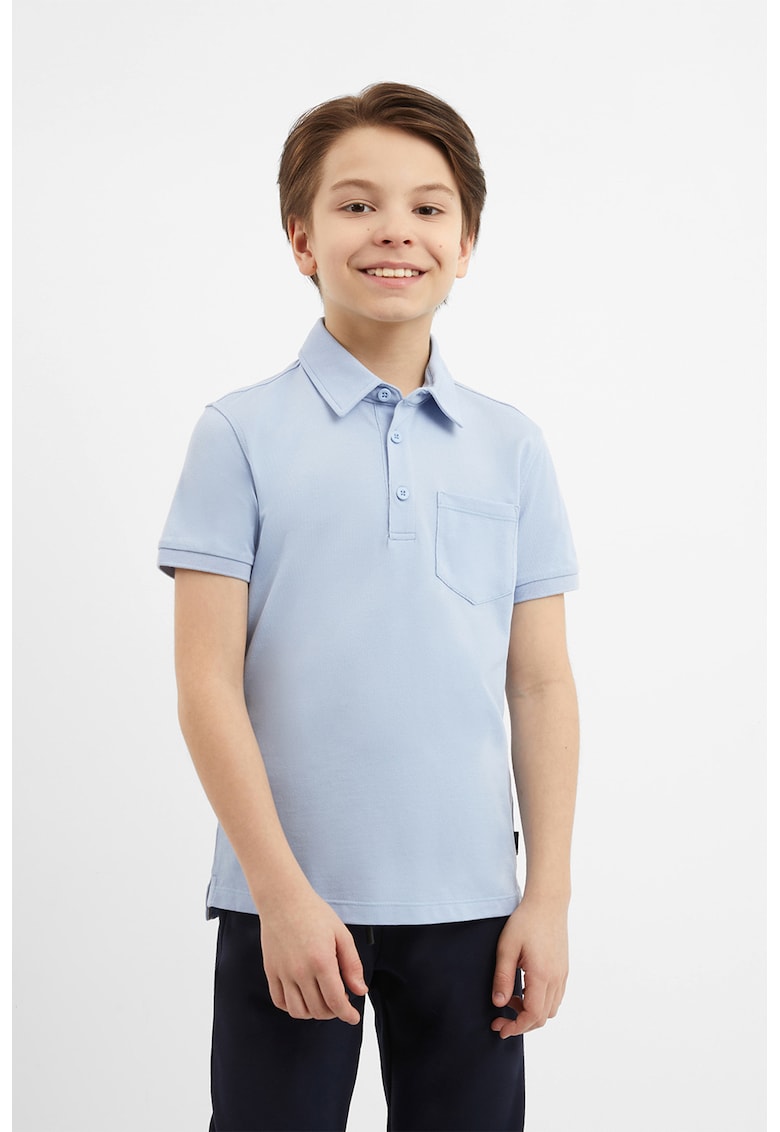 Tricou polo cu model uni si buzunar pe piept