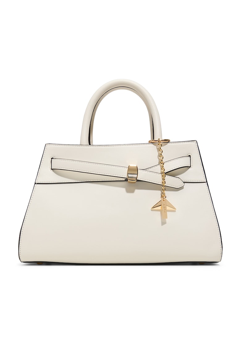 Geanta cu bareta de umar detasabila si accesoriu VASILIA - Alb murdar