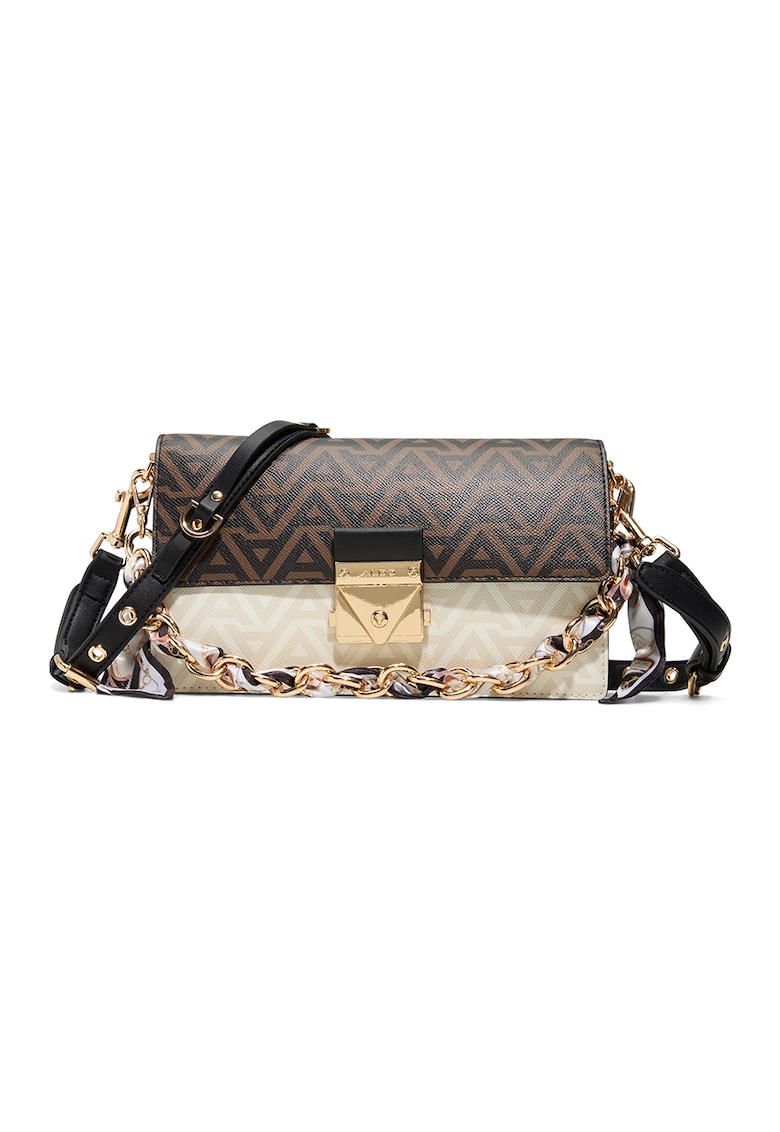 Geanta crossbody cu model Gedia - Maro inchis/Negru/Crem