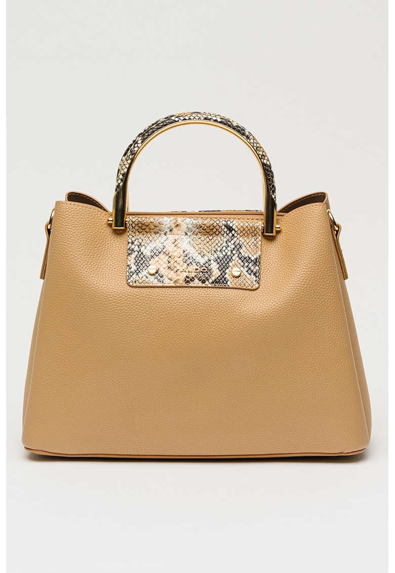 Geanta tote de piele ecologica Sloana - Maro inchis/Maro camel