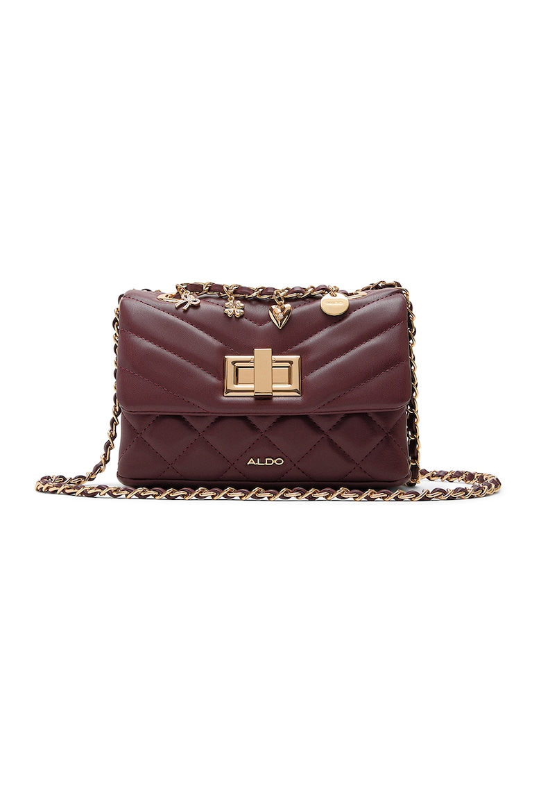 Geanta crossbody din piele ecologica cu model matlasat Nila - Rosu inchis