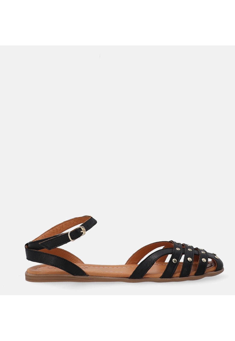 Sandale negre de dama cu nituri decorative -