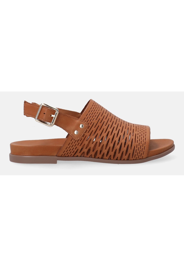 Sandale din piele maro cu catarama