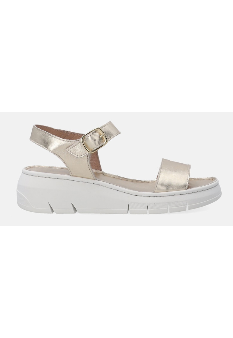 Sandale wedge cu aspect metalizat