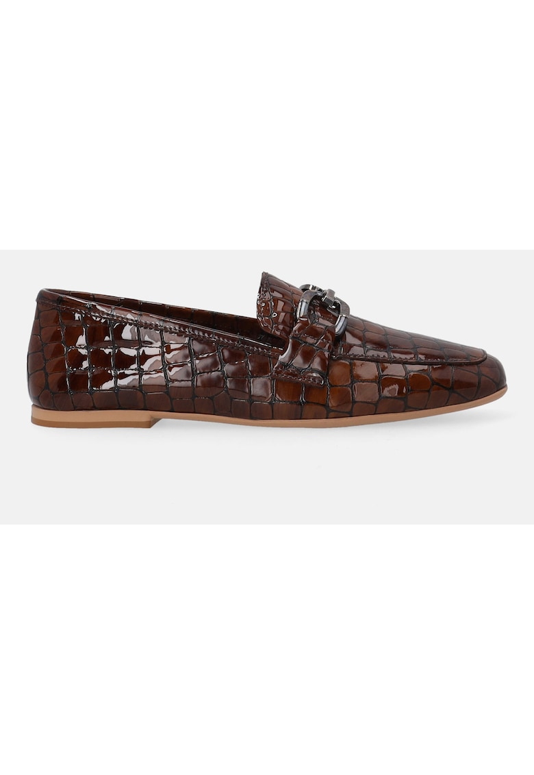 Loafers din piele lacuita cu varf rotund