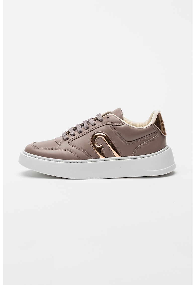 Pantofi sport din piele cu logo - Roz inchis