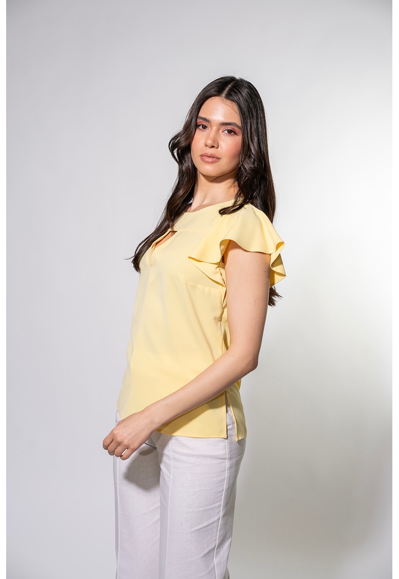 Bluza cu decolteu la baza gatului si maneci fluture Kendra - Galben