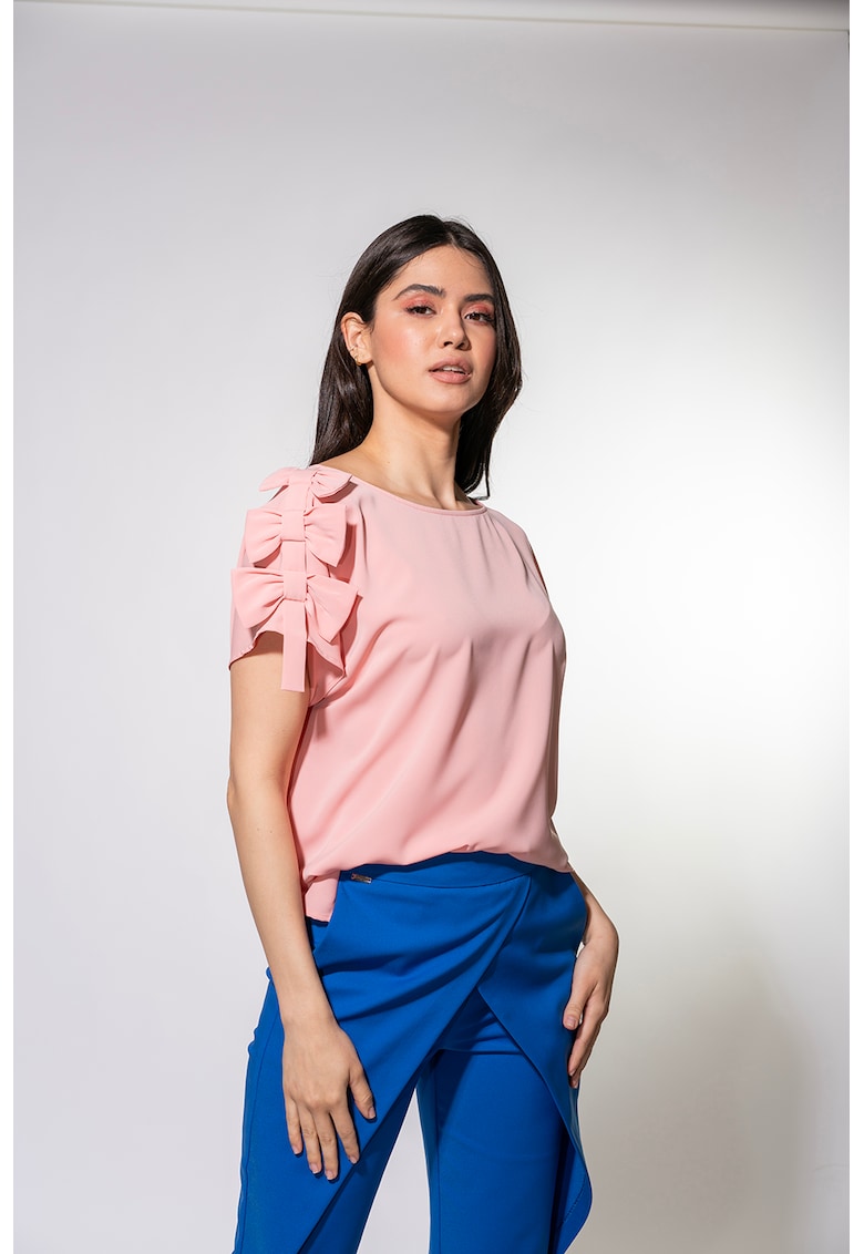 Bluza din satin cu funde decorative Monica