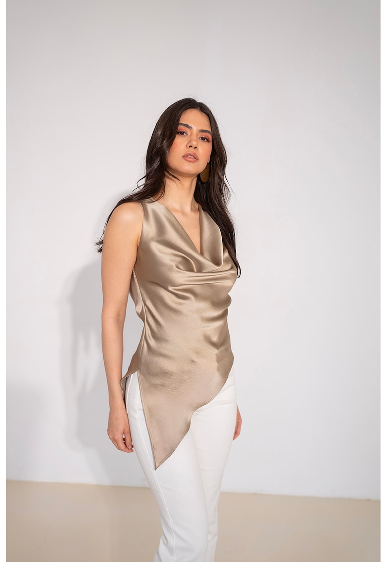 Top din satin cu terminatie asimetrica Ines