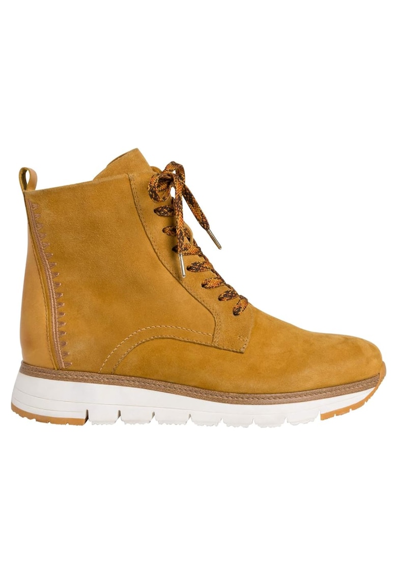 Ghete din piele intoarsa cu sireturi si fermoar -