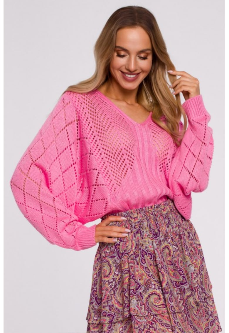 Pulover cu maneci liliac