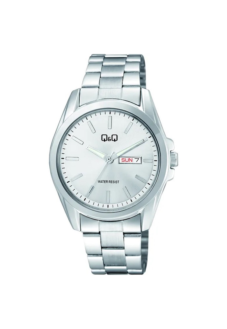 Ceas analogic barbatesc  A05A-003PY. data - zi - argintiu - lant metalic