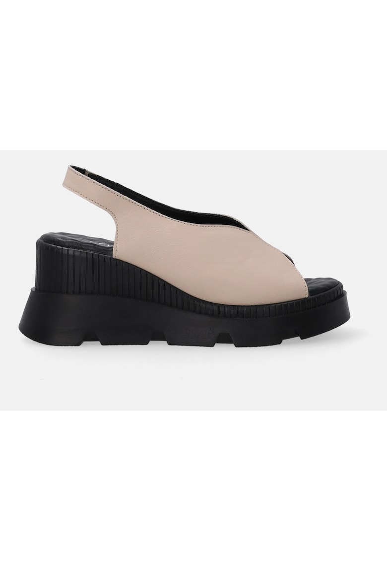 Sandale din piele cu talpa wedge si bareta elastica
