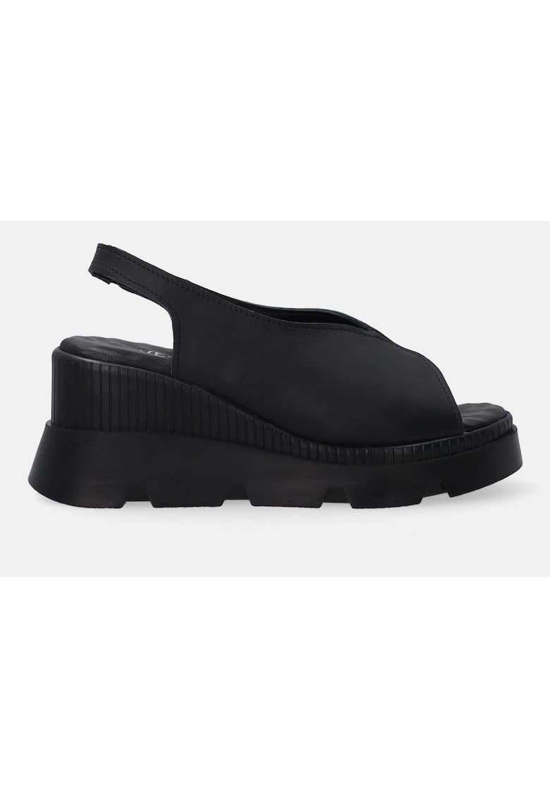 Sandale din piele cu talpa wedge fara inchidere