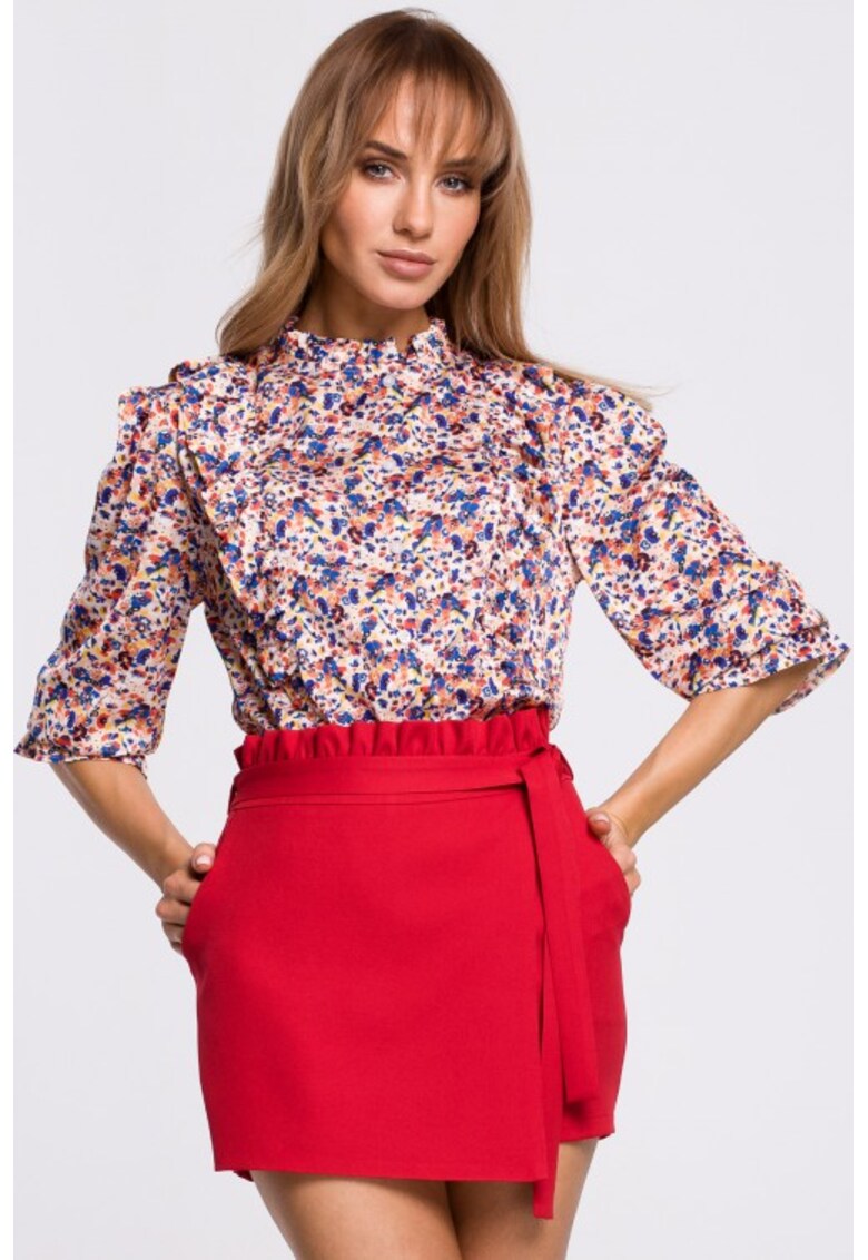Bluza cu volane cu flori - Multicolor