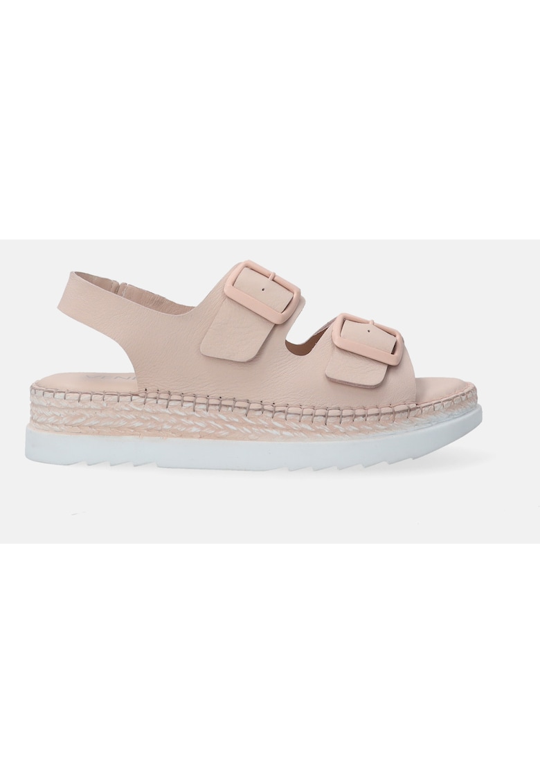 Sandale uni din piele cu design cu catarame