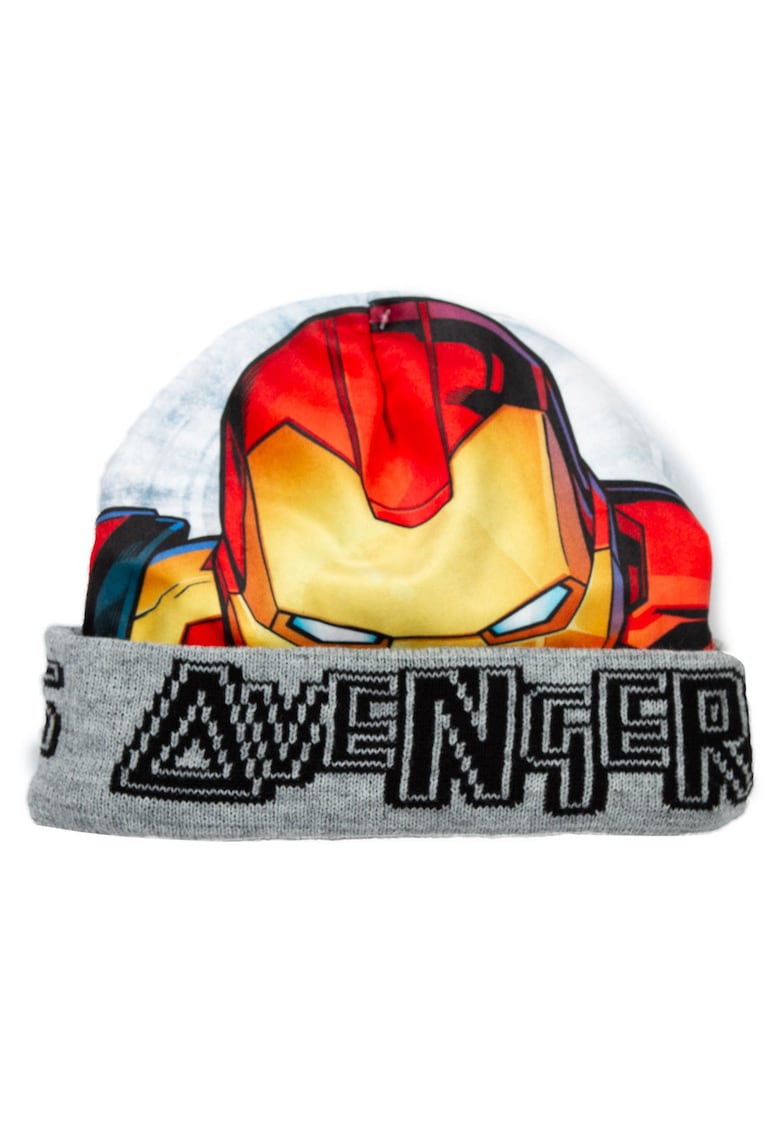 Caciula copii  gri - 52 cm - reversibil Iron Man/Kapitan America - material poliester Caciula copii  gri - 52 cm - reversibil Iron Man/Kapitan America - material poliester