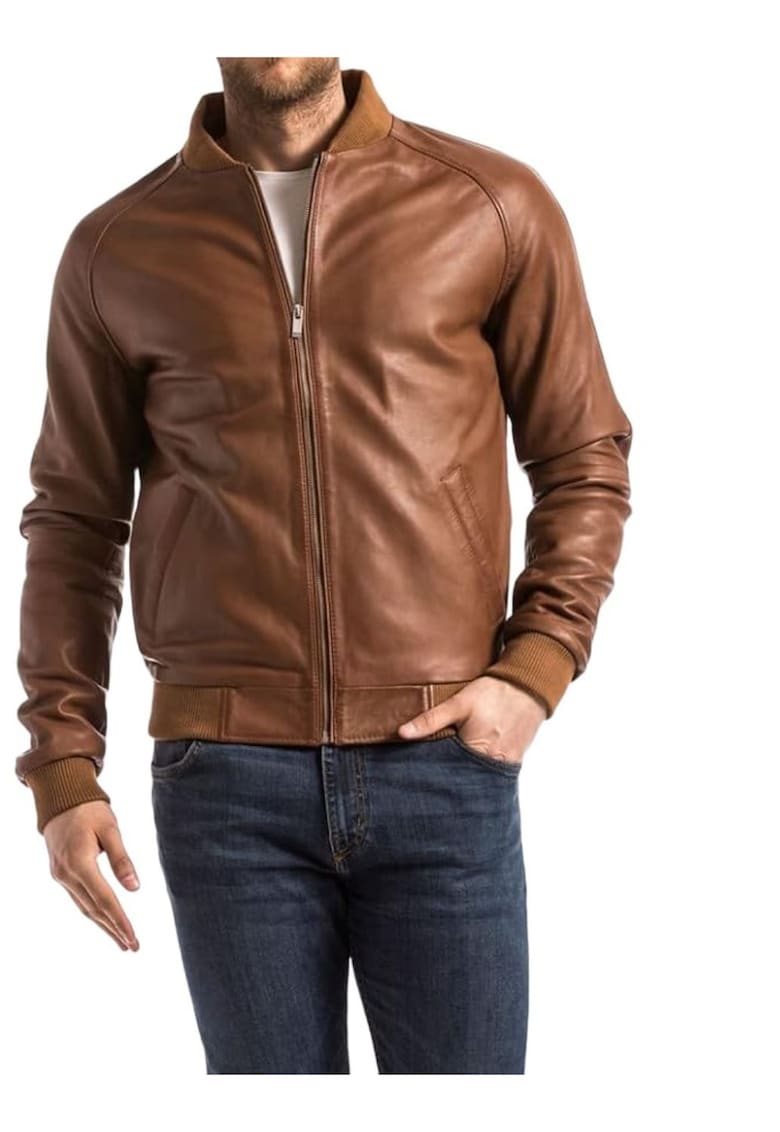 Jacheta din piele cu fermoar - Jacheta din piele cu fermoar -