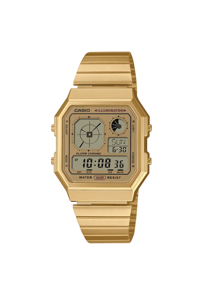 Ceas barbatesc A130WEG-9A retro galben 34x9mm