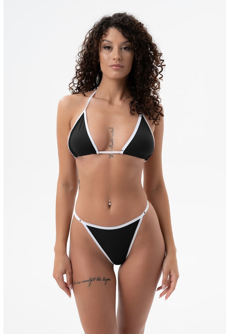 Costum de baie cu logo - 2 Piese - Alb/Negru