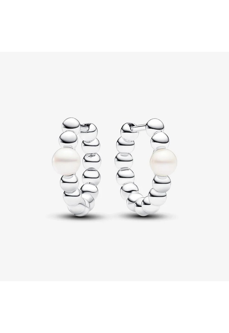 Cercei rotunzi cu perla de cultura de apa dulce - tratata si margele - Argint 925