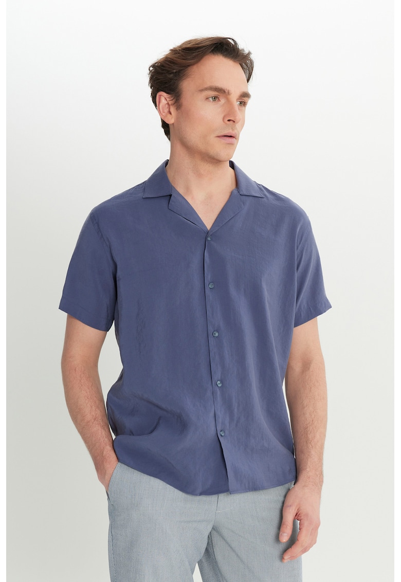 Camasa din amestec de modal cu revere decupate