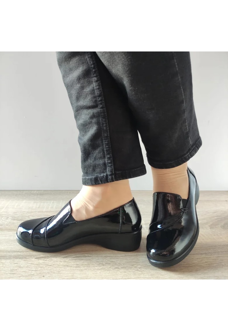 Pantofi Casual Dama 40005B 01-L Negri Lac - Negru - Negru