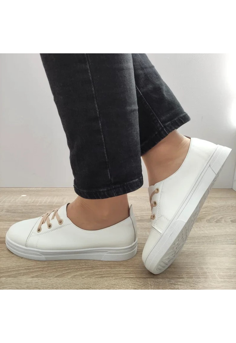 Pantofi Casual Dama 88727 Albi Cu Bej - Alb - Alb