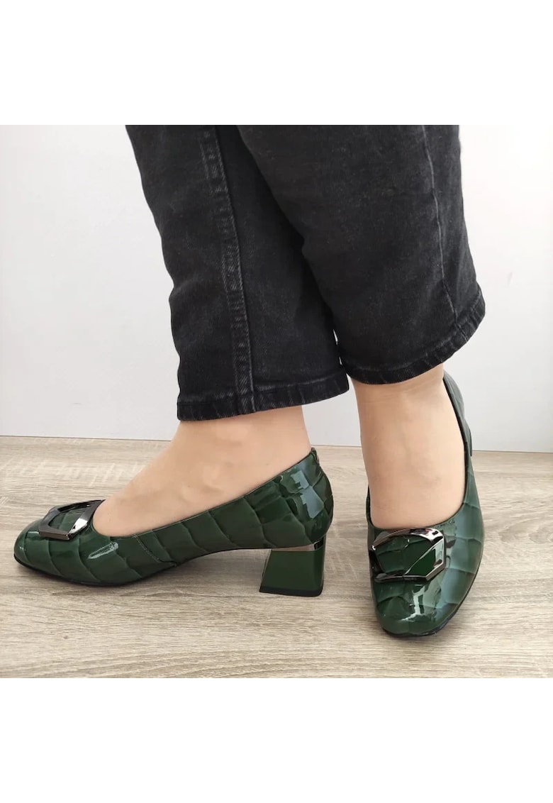 Pantofi Eleganti Dama 0059-15 Lacuiti Verde Croco - Verde - Verde