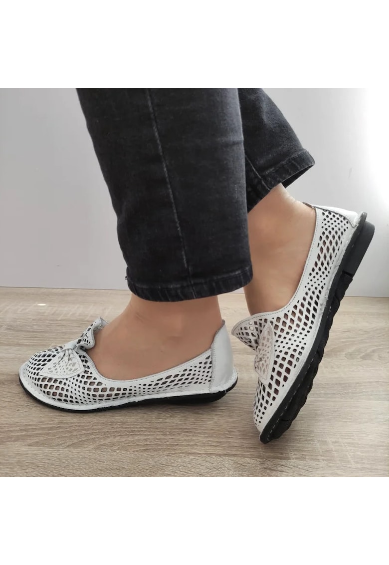 Pantofi Perforati Dama 6670-02 Albi - Alb - Alb