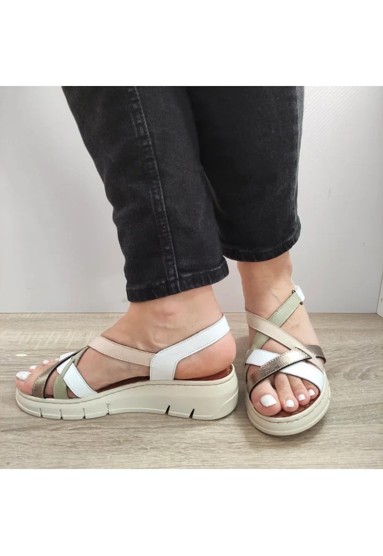 Sandale Casual Dama Fr-402 Albe + Comb - Multicolor - Multicolor