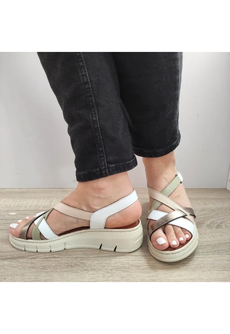 Sandale Casual Dama Fr-402 Albe + Comb - Multicolor - Multicolor